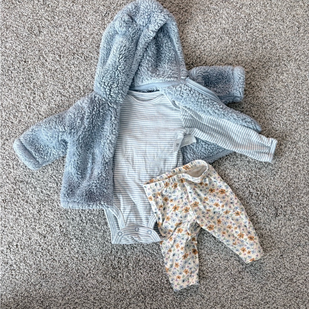 Carter's Cozy Blue Fleece Set with Floral Pants